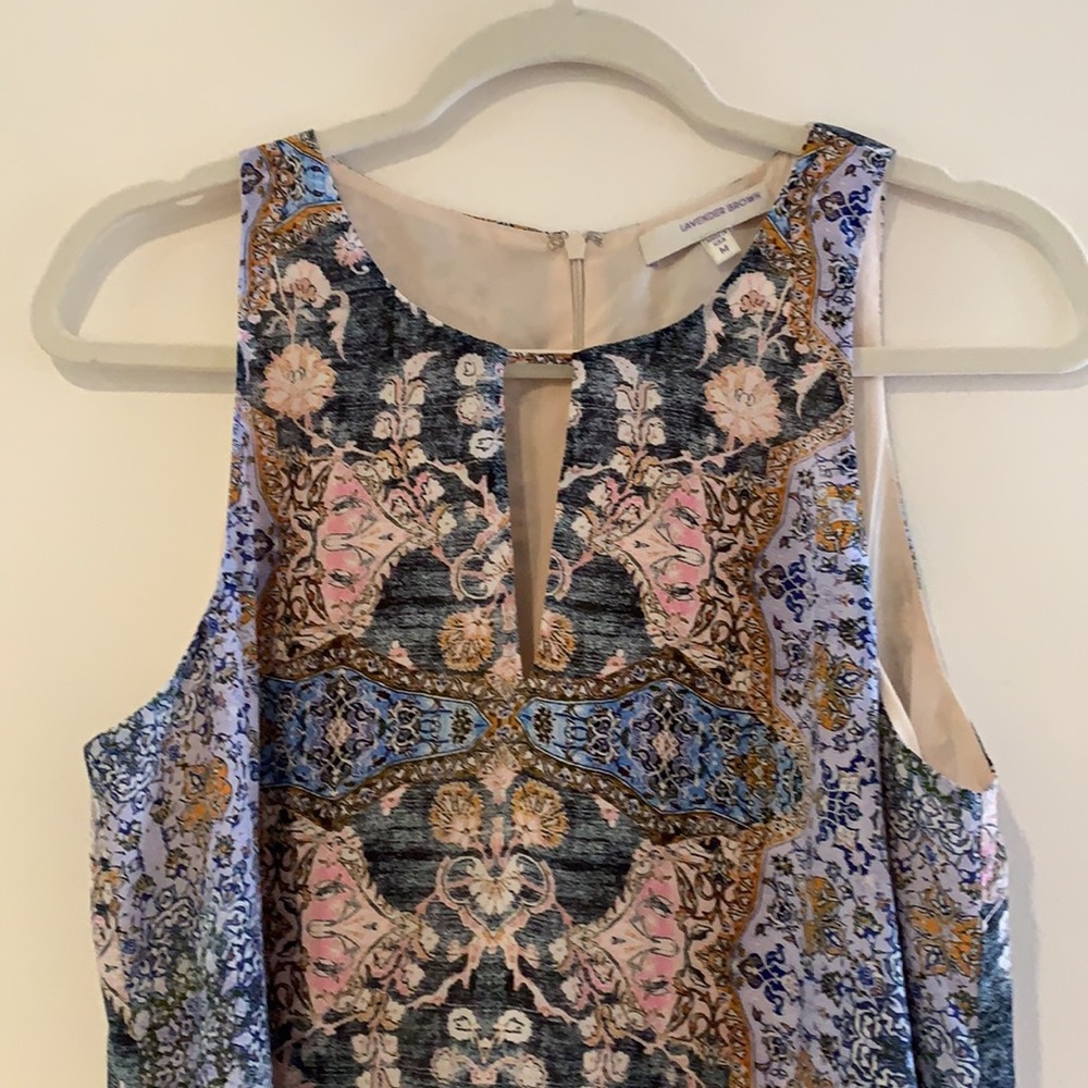 Lavender Brown Multicolor Patterned Dress
